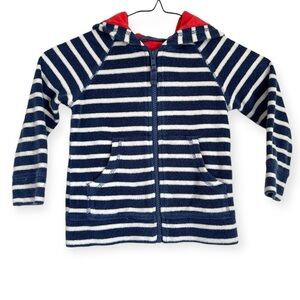 Mini Boden Kids Striped Cotton Blend Terry Knit Full Zip Hoodie Jacket Size 2-3